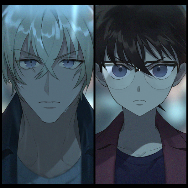 edogawa conan and amuro tooru (meitantei conan) drawn by kanamura_ren