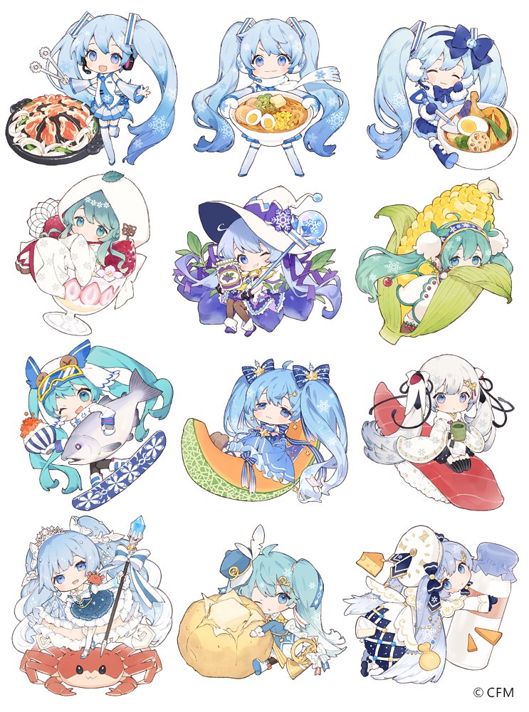 hatsune miku and yuki miku (vocaloid) drawn by horiizumi_inko