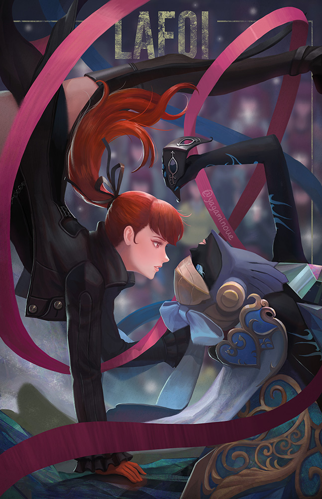 yoshizawa kasumi, violet, and cendrillon (persona and 2 more) drawn by yagaminoue