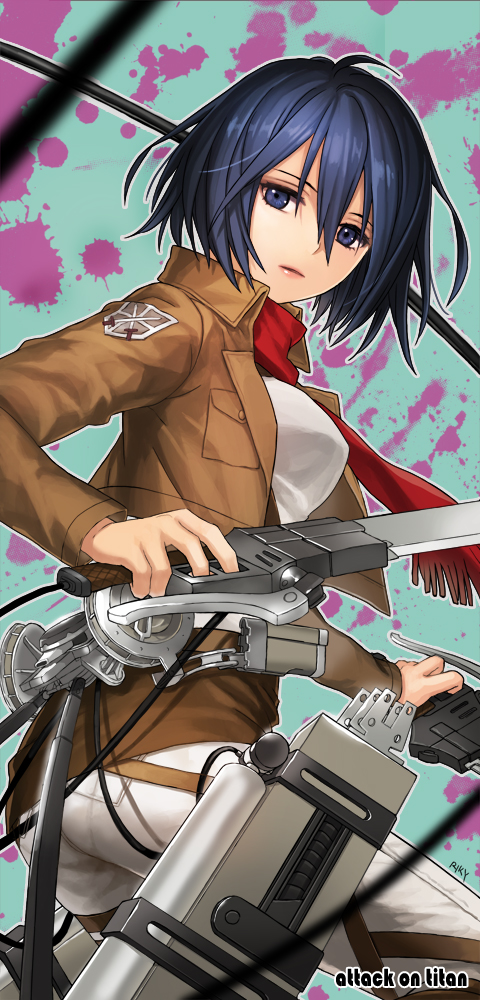 mikasa ackerman (shingeki no kyojin) drawn by riki_(elseeker)