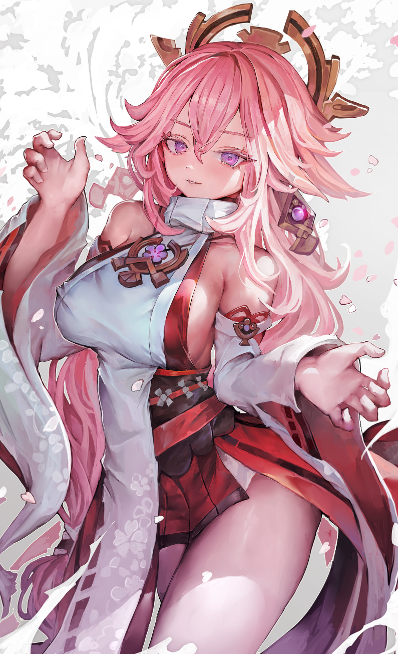 yae miko (genshin impact) drawn by voruvoru