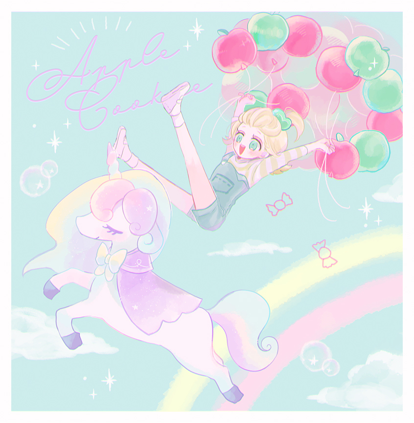 cream unicorn cookie and apple cookie (cookie run and 1 more) drawn by mamimumemo