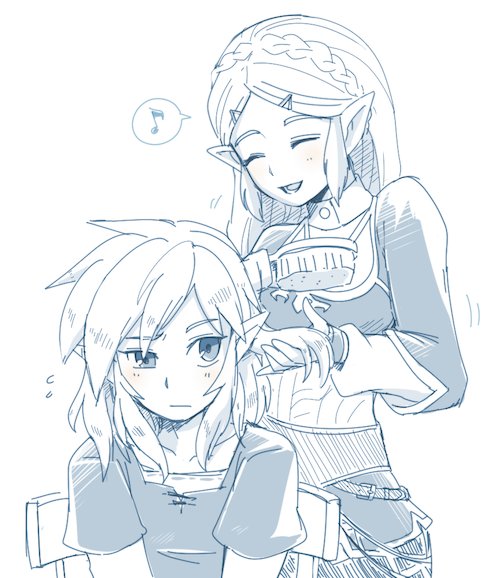 link and princess zelda (the legend of zelda and 1 more) drawn by sayoyonsayoyo