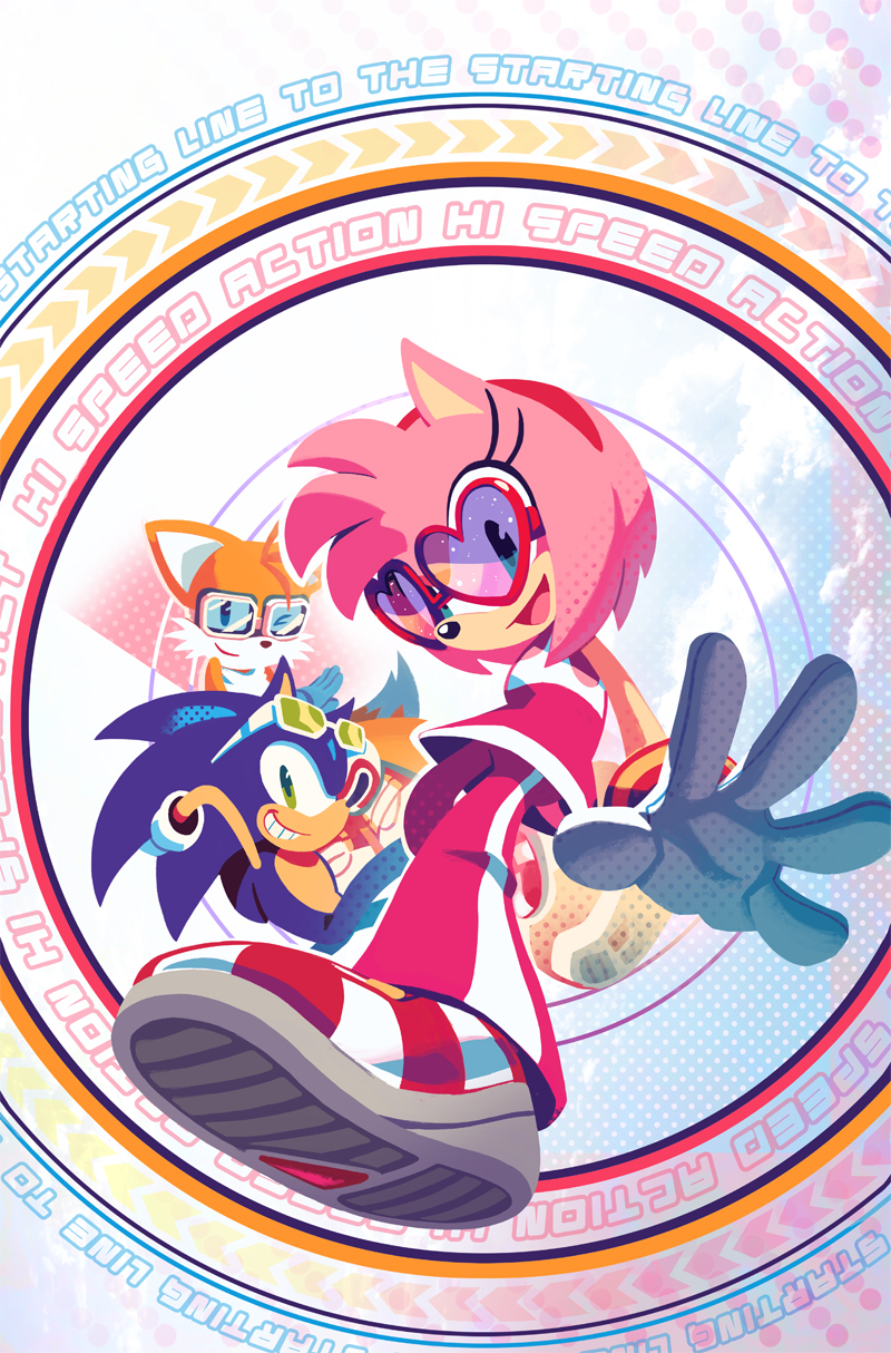 sonic the hedgehog, amy rose, and tails (sonic and 2 more) drawn by nathalie_fourdraine