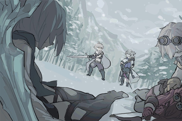 aether, eula, amber, albedo, and bennett (genshin impact) drawn by kieruart