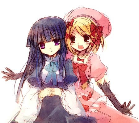frederica bernkastel and lambdadelta (umineko no naku koro ni) drawn by suzushiro_kurumi