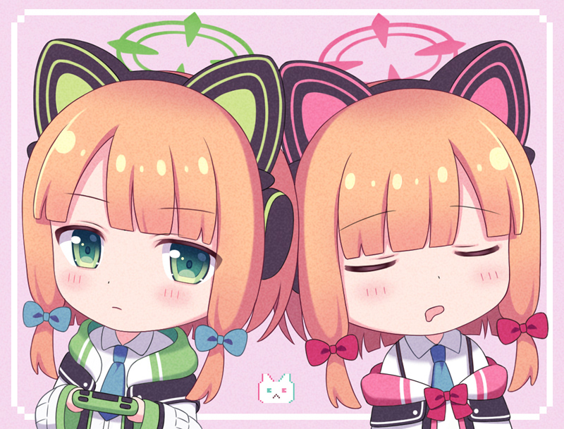 momoi and midori (blue archive) drawn by riria_(happy_strawberry)