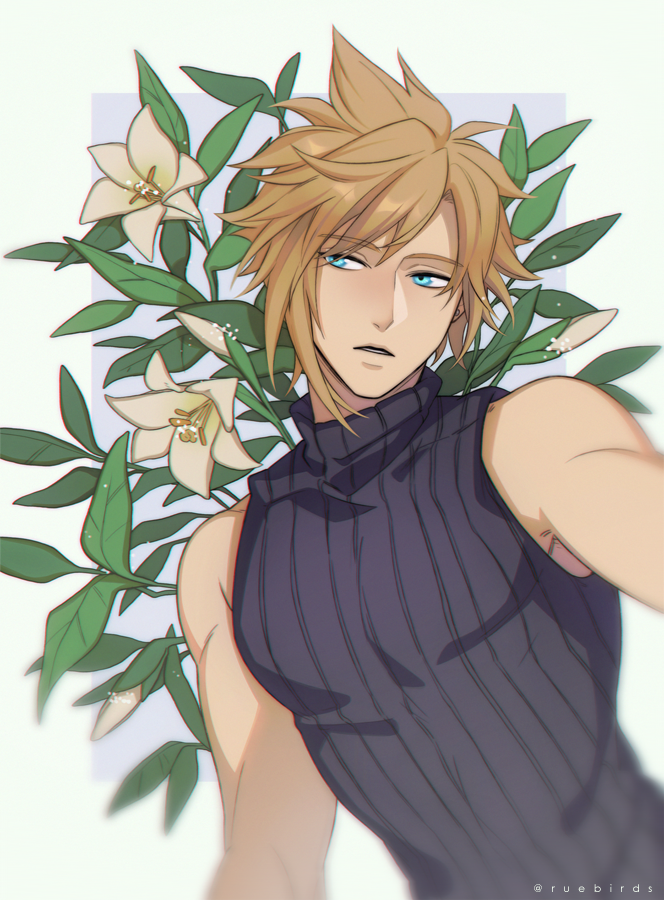 cloud strife (final fantasy and 2 more) drawn by ruebird