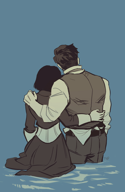 elizabeth and booker dewitt (bioshock and 1 more) drawn by j.r._doyle