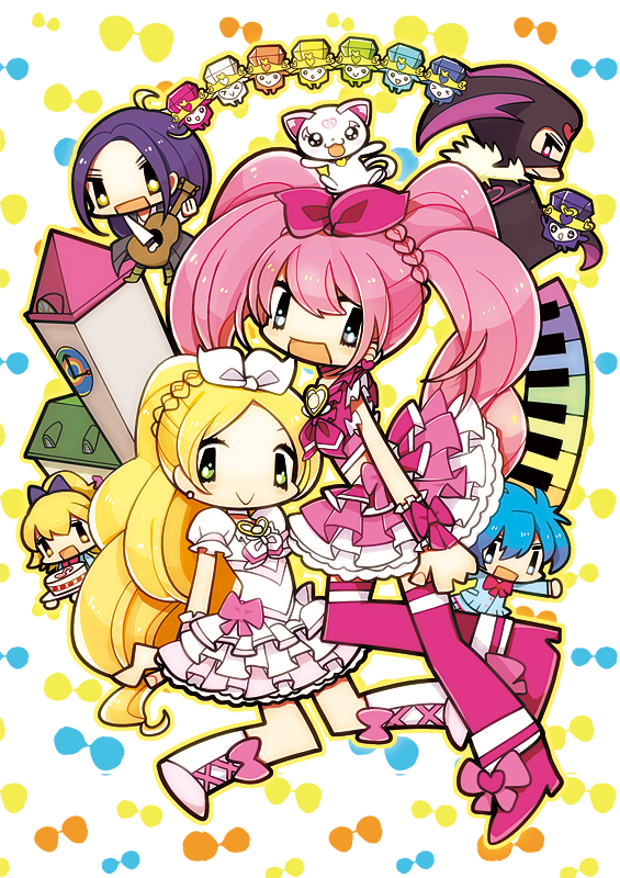 houjou hibiki, minamino kanade, cure melody, kurokawa eren, shirabe ako, and 14 more (precure and 1 more) drawn by kida_yuu
