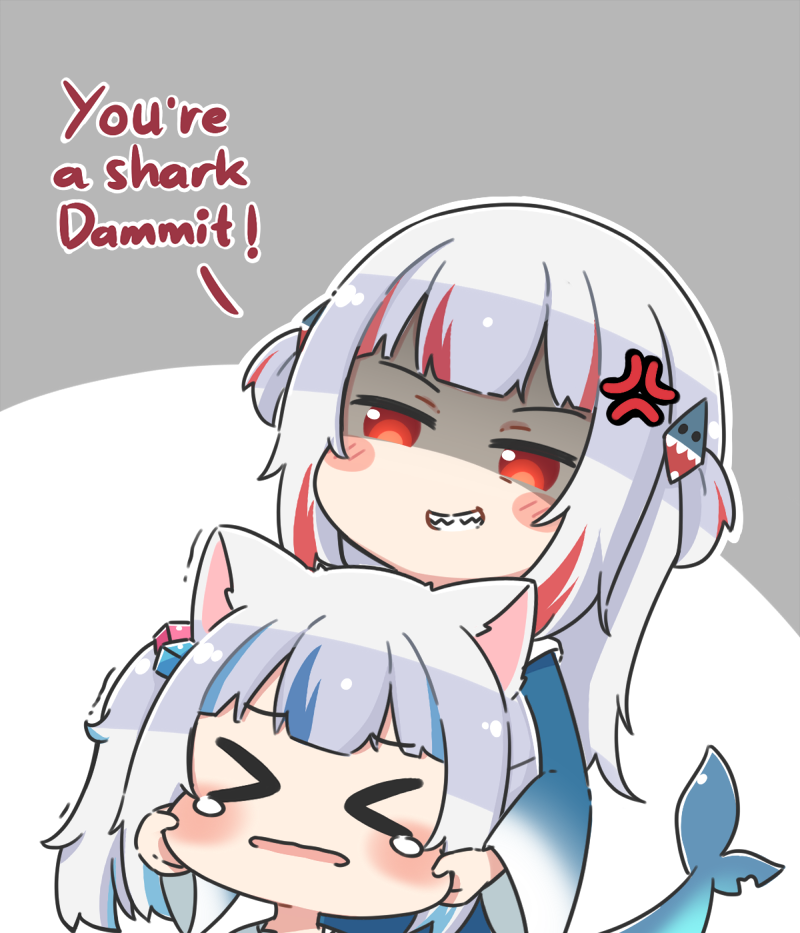 gawr gura (hololive and 2 more) drawn by rutorifuki