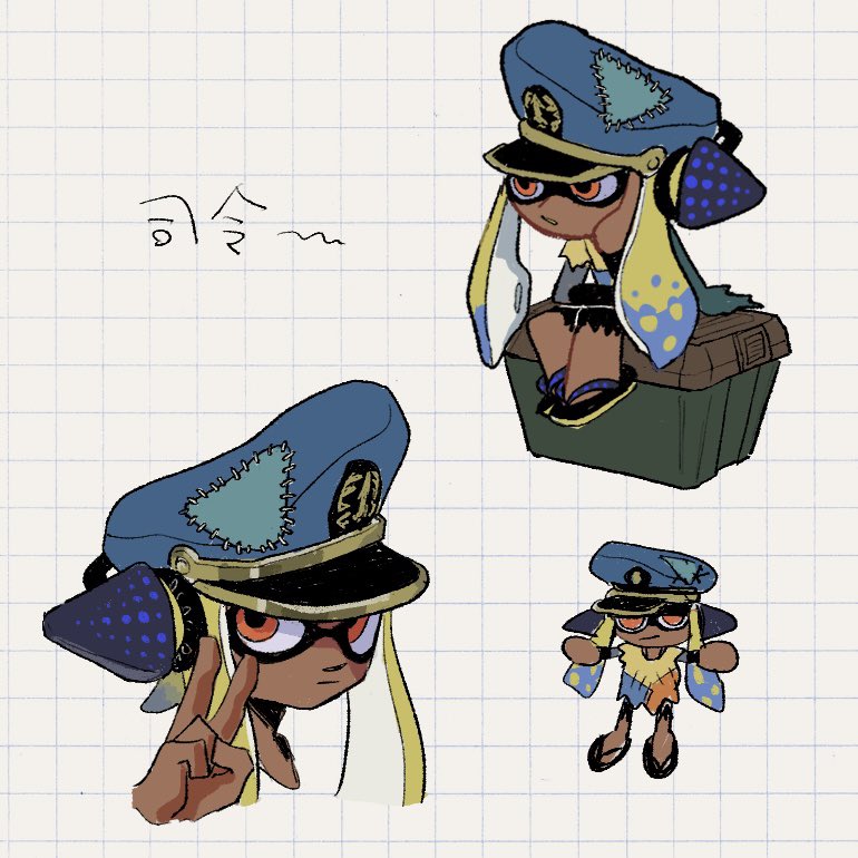 inkling player character, inkling girl, agent 3, and captain 3 (splatoon and 1 more) drawn by hyper_chikuwabu