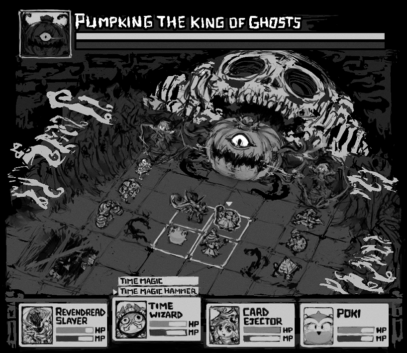 time wizard, card ejector, pumpking the king of ghosts, revendread slayer, poki draco, and 2 more (yu-gi-oh!) drawn by inawon