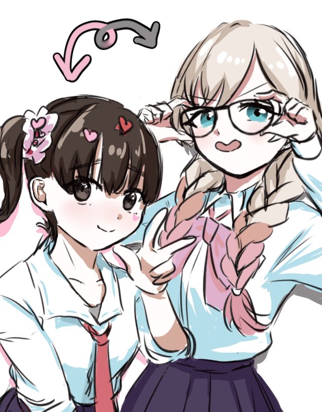 kedarui aashii and iin chiyo (kimi no koto ga dai dai dai dai daisuki na 100-nin no kanojo) drawn by bataguro171129