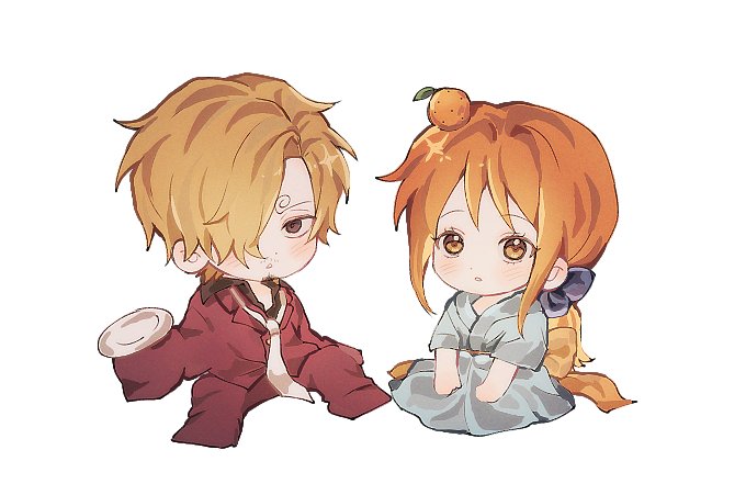 nami and sanji (one piece) drawn by n_o1n2