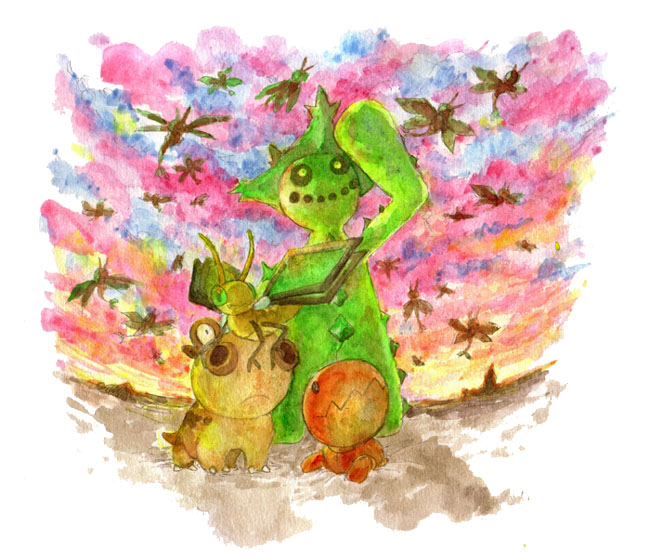 trapinch, cacturne, vibrava, and hippopotas (pokemon) drawn by no._017