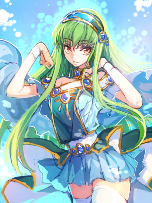 c.c. and ryuuzaki umi (code geass and 1 more) drawn by creayus
