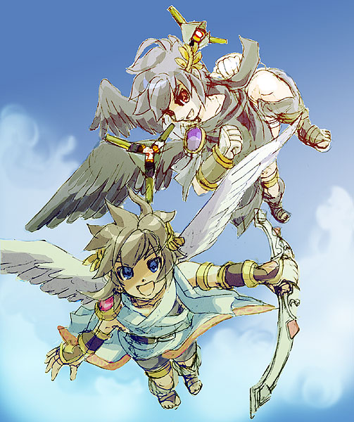 pit and dark pit (kid icarus and 1 more) drawn by kiri_tampo