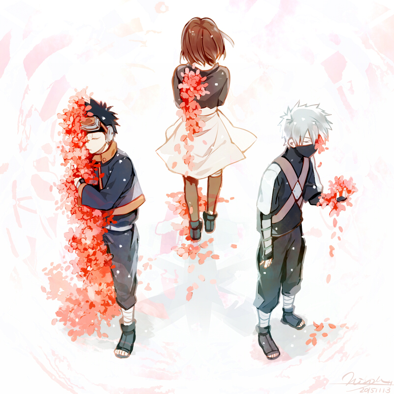 hatake kakashi, uchiha obito, and nohara rin (naruto and 1 more) drawn by matsunaka_hiro