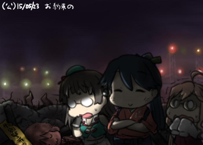 houshou, makigumo, choukai, kako, choukai kai ni, and 2 more (kantai collection and 1 more) drawn by hamu_koutarou