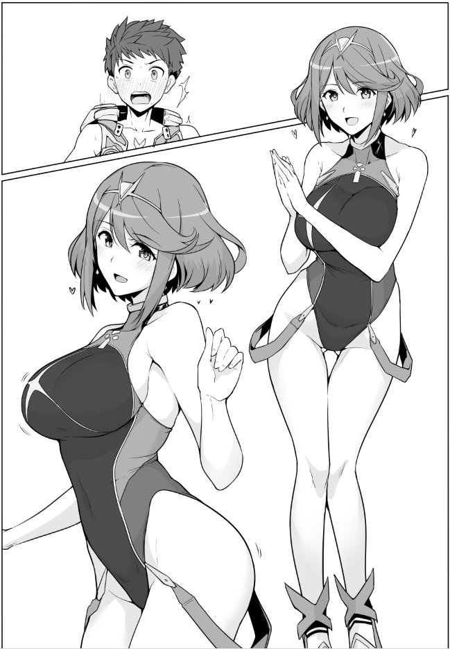 rex and pyra (xenoblade chronicles and 1 more) drawn by halcon