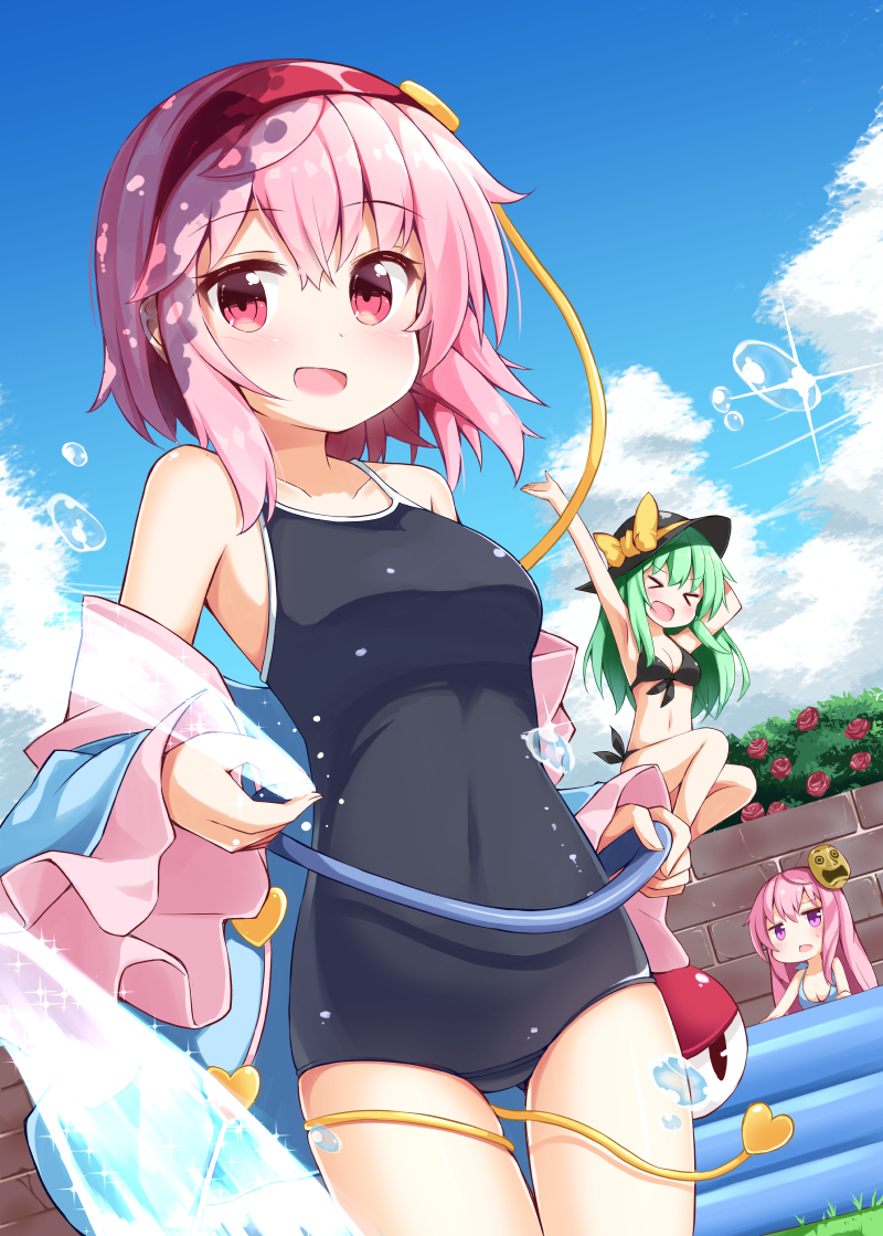 komeiji koishi, komeiji satori, and hata no kokoro (touhou) drawn by ominaeshi_(takenoko)