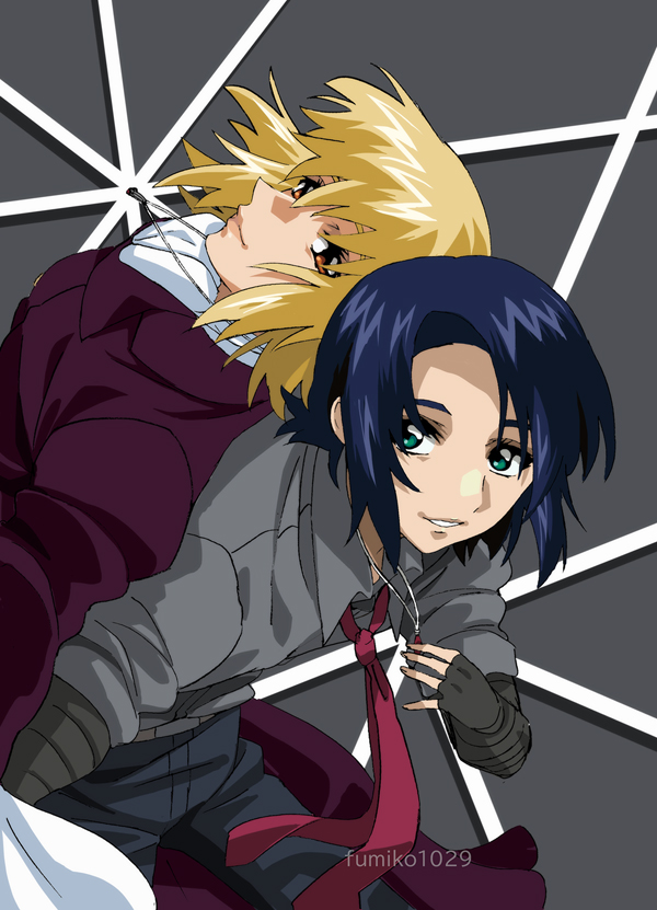 cagalli yula athha and athrun zala (gundam and 2 more) drawn by fumiko_(mesushi)