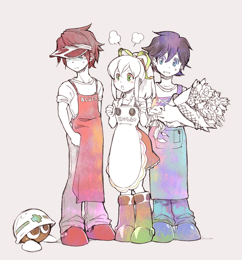 roll, mega man, proto man, and met (mega man) drawn by sorabo