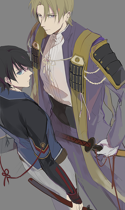 horikawa kunihiro and heshikiri hasebe (touken ranbu) drawn by subdue_ezwei