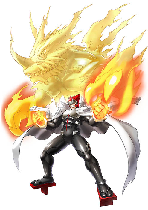 gankoomon and hinukamuy (digimon and 1 more) drawn by nakano_haito