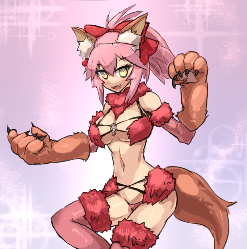 mash kyrielight, tamamo, and tamamo cat (fate and 1 more) drawn by depo_(typebaby505)