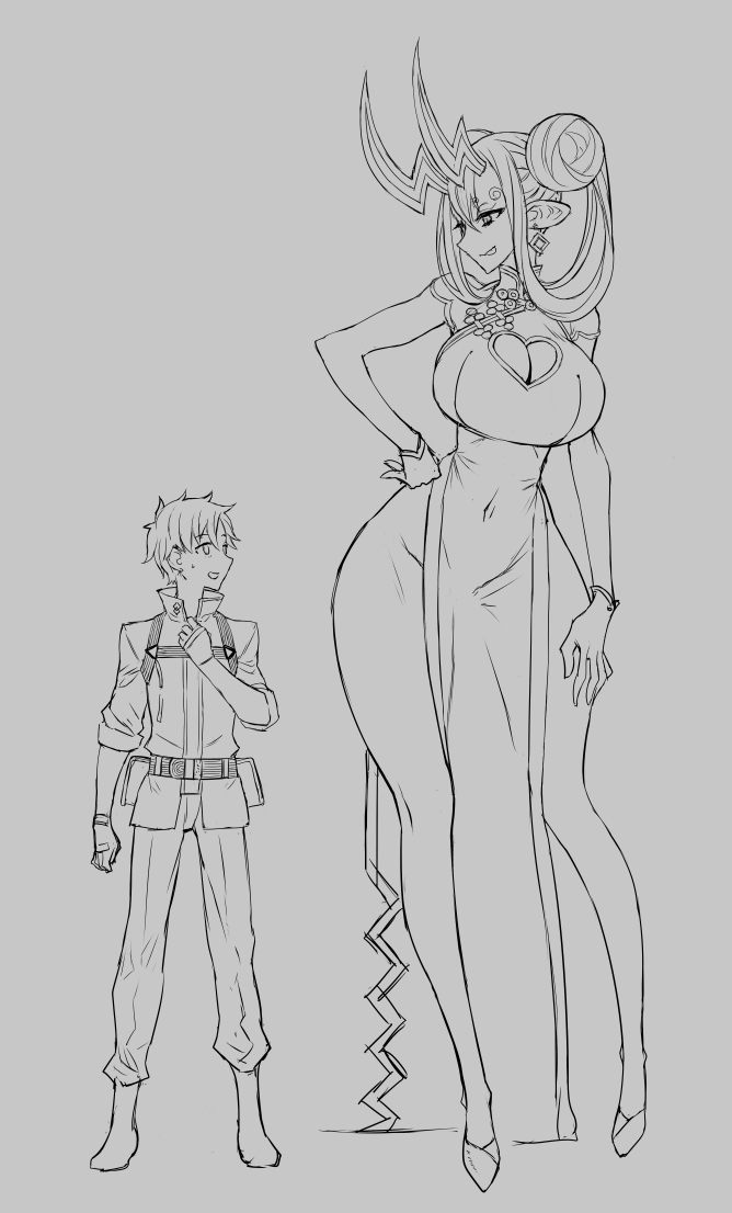 fujimaru ritsuka and ibuki douji (fate and 1 more) drawn by honjou_raita