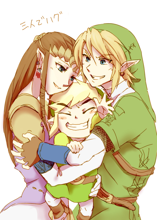 link, princess zelda, and toon link (the legend of zelda and 2 more) drawn by saiba_(henrietta)