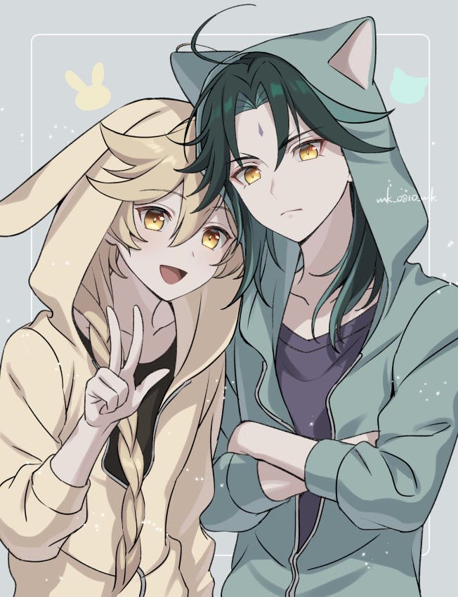 aether and xiao (genshin impact) drawn by ar_(rikuesuto)