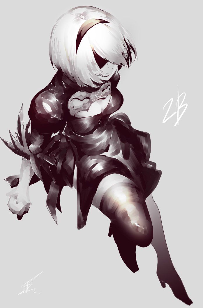 2b (nier and 1 more) drawn by saihate_(d3)