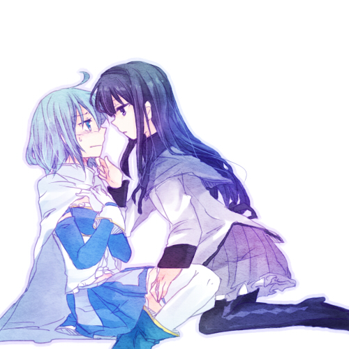 akemi homura and miki sayaka (mahou shoujo madoka magica) drawn by mizuki_(flowerlanguage)
