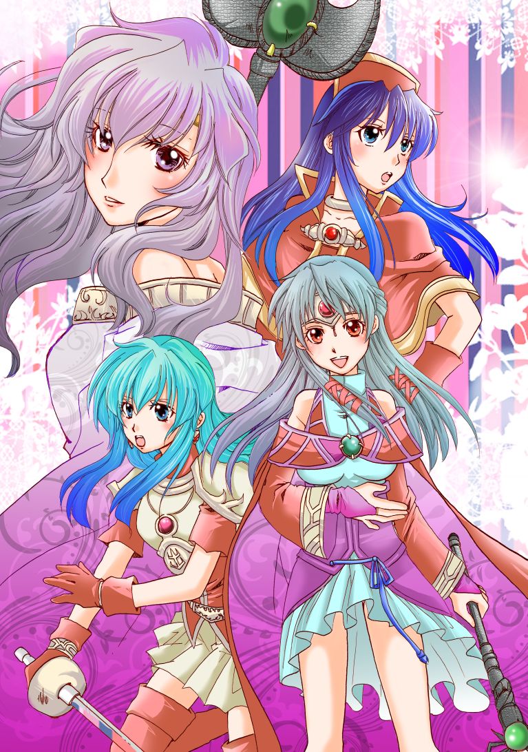 micaiah, eirika, lilina, and deirdre (fire emblem and 4 more) drawn by kazami_kei