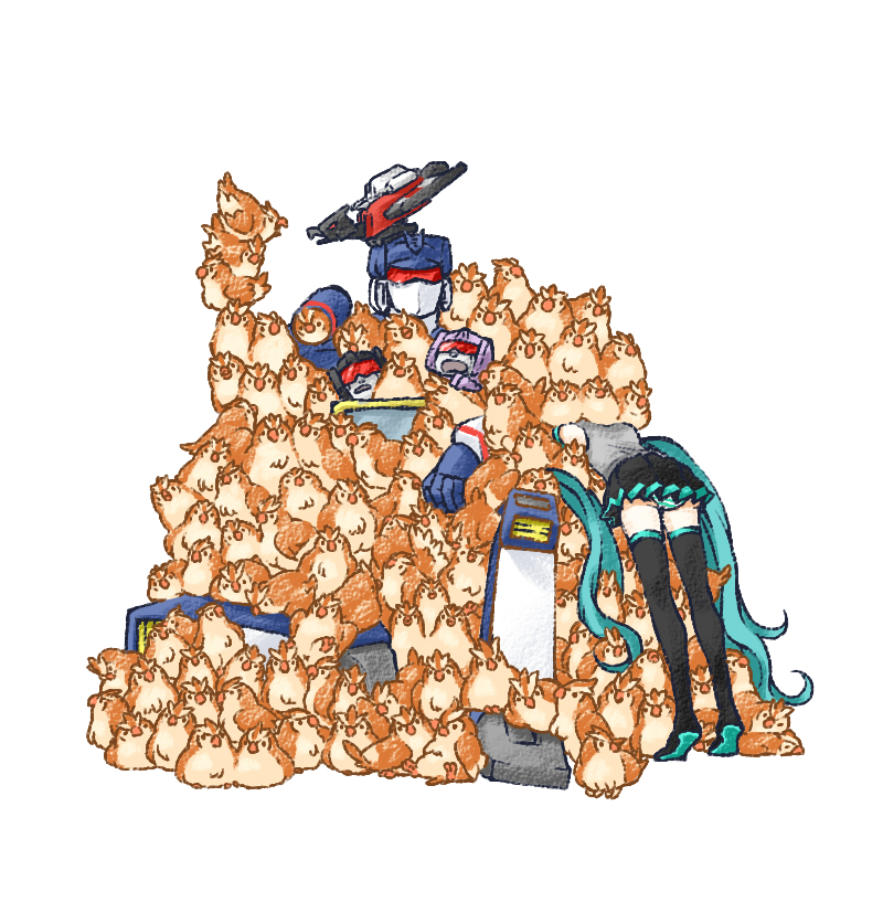 hatsune miku, pidgey, soundwave, laserbeak, frenzy, and 1 more (pokemon and 3 more) drawn by rkp