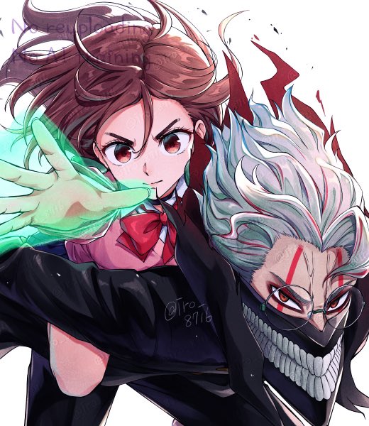 ayase momo and takakura ken (dandadan) drawn by tsukisaka_iro