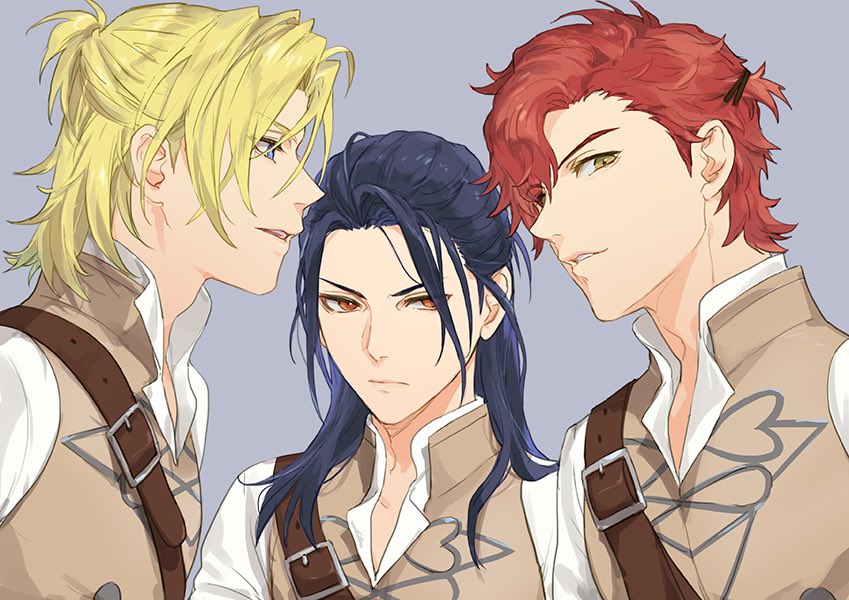 dimitri alexandre blaiddyd, sylvain jose gautier, and felix hugo fraldarius (fire emblem and 1 more) drawn by isa_(peien516)