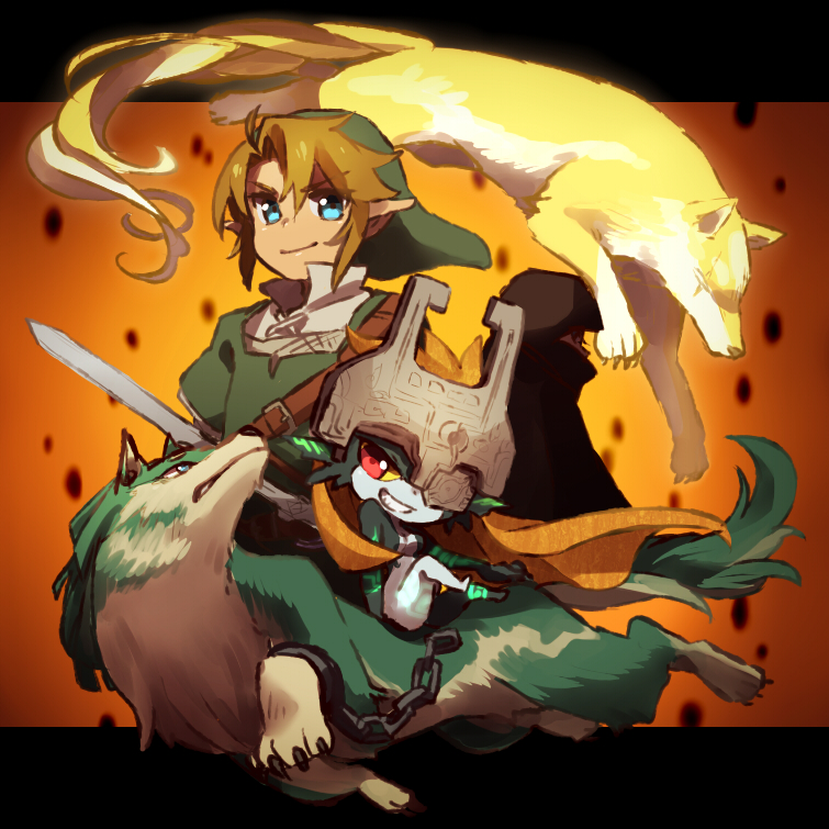 link, midna, wolf link, and hero's shade (the legend of zelda and 1 more) drawn by ukata