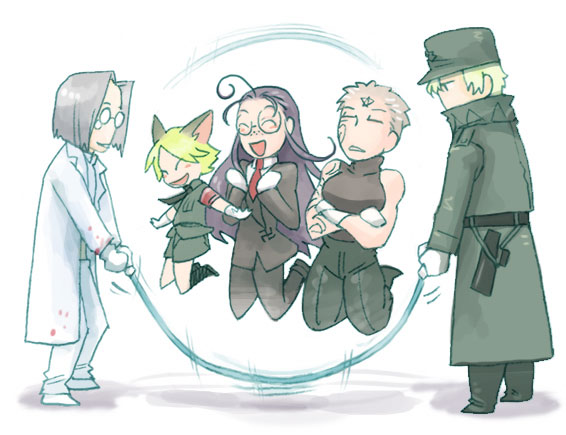 schroedinger, rip van winkle, captain, doctor, and zorin blitz (hellsing) drawn by nankakureman