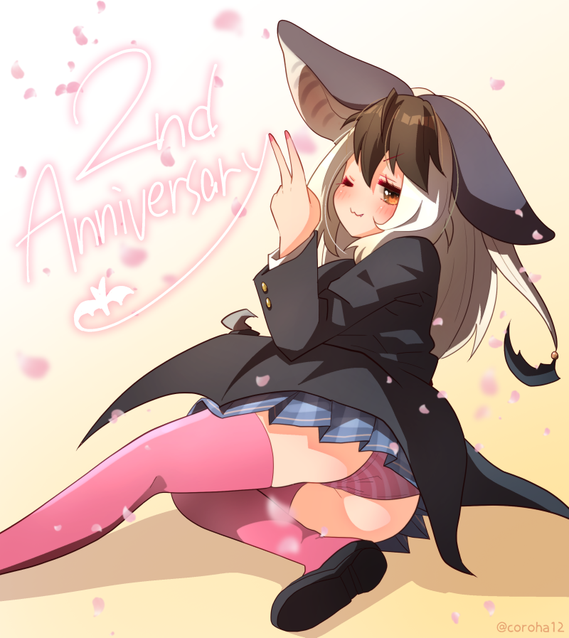 brown long-eared bat (kemono friends and 1 more) drawn by coroha