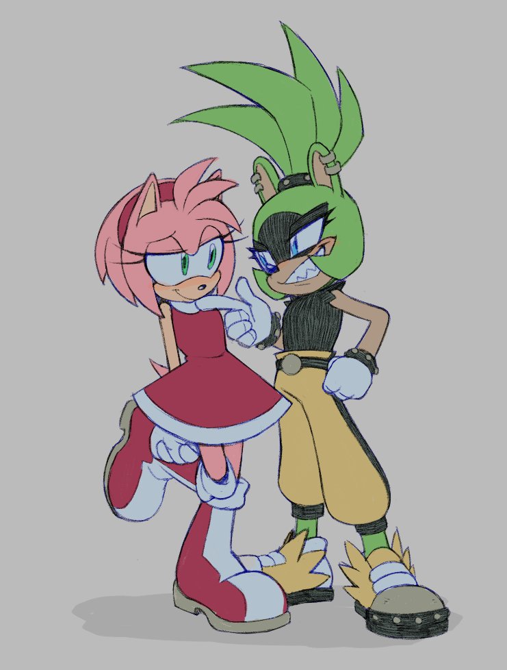 amy rose and surge the tenrec (sonic and 1 more) drawn by bonehearts