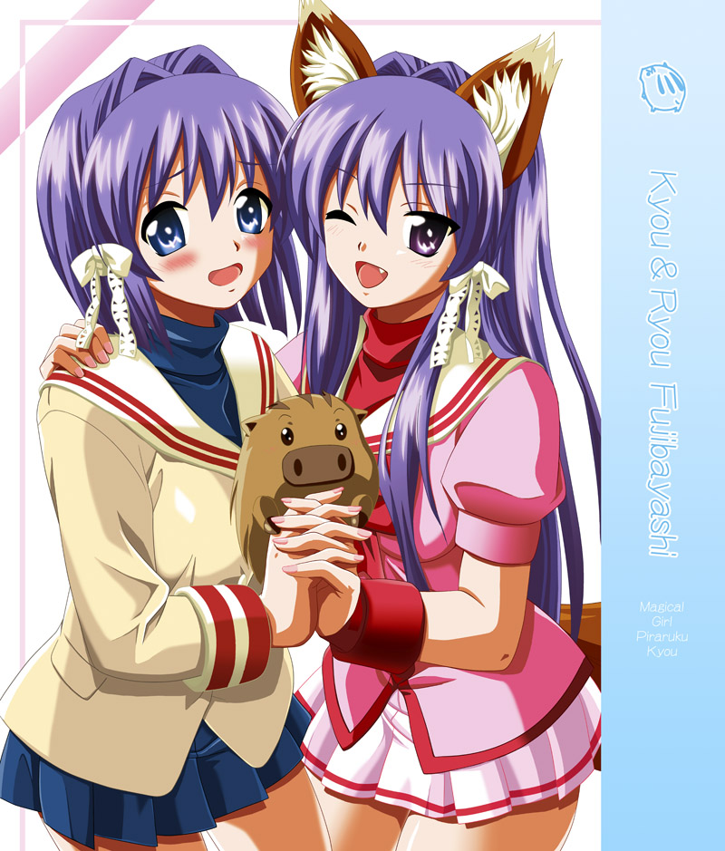 fujibayashi kyou, fujibayashi ryou, and botan (clannad) drawn by naka_noboru