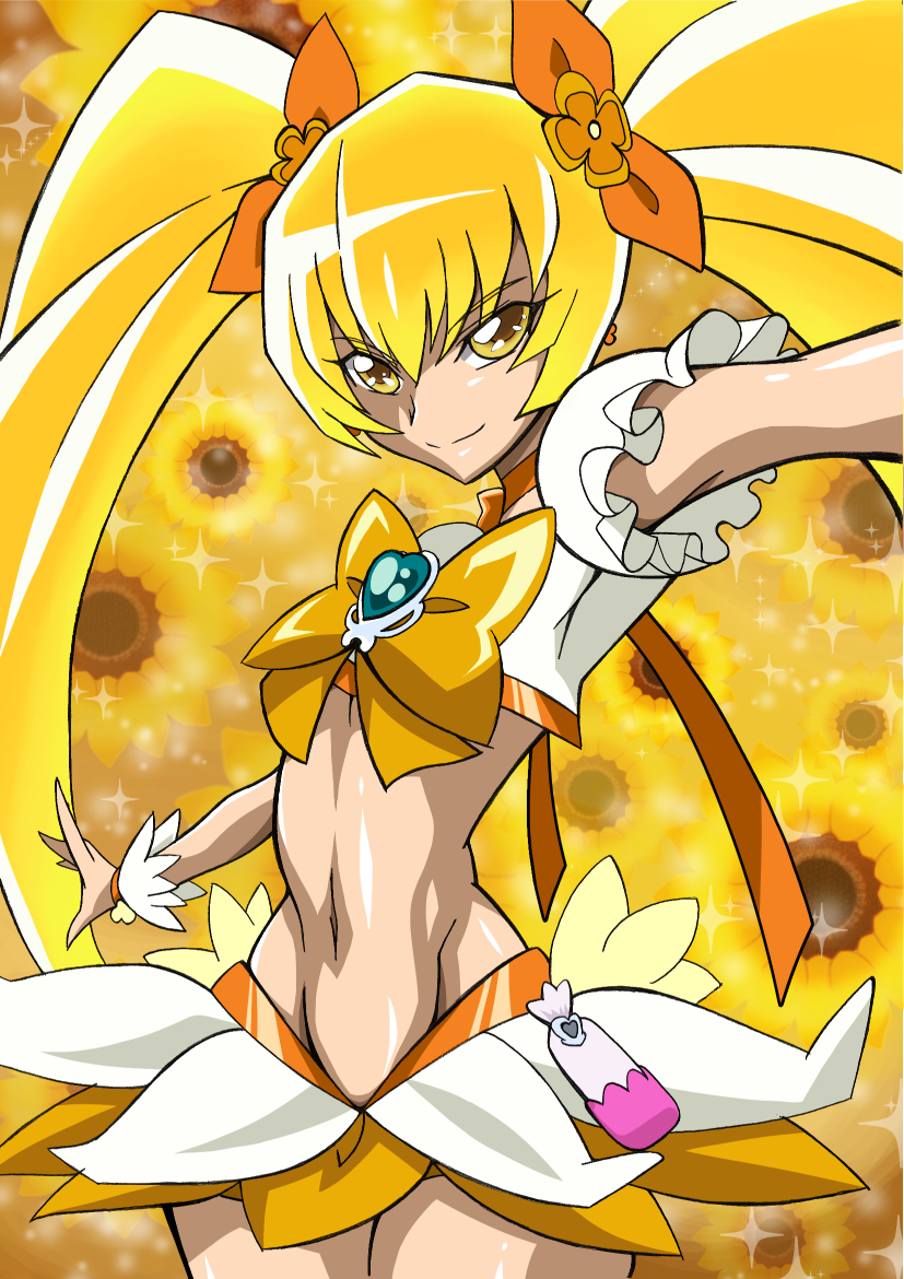 myoudouin itsuki and cure sunshine (precure and 1 more) drawn by arudebido