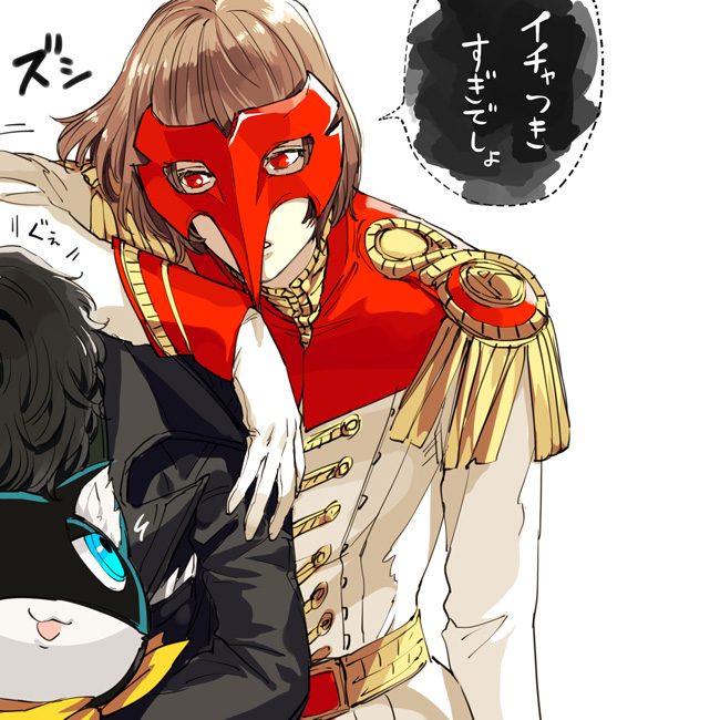 amamiya ren, akechi gorou, morgana, joker, and crow (persona and 1 more) drawn by zakki