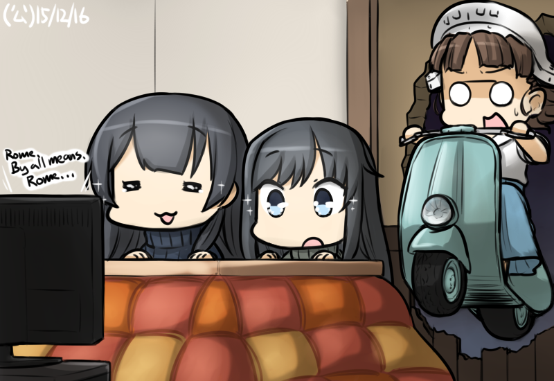 asashio, agano, and roma (kantai collection and 1 more) drawn by hamu_koutarou
