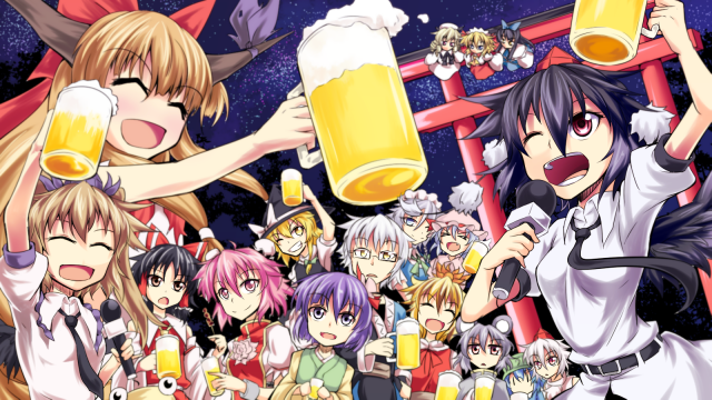 hakurei reimu, kirisame marisa, remilia scarlet, izayoi sakuya, shameimaru aya, and 12 more (touhou) drawn by ashiroku_(miracle_hinacle)