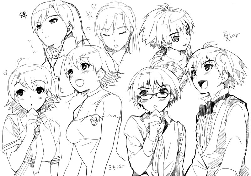 hoshii miki, kisaragi chihaya, kikuchi makoto, and awakened miki (idolmaster and 1 more) drawn by taira_tsukune